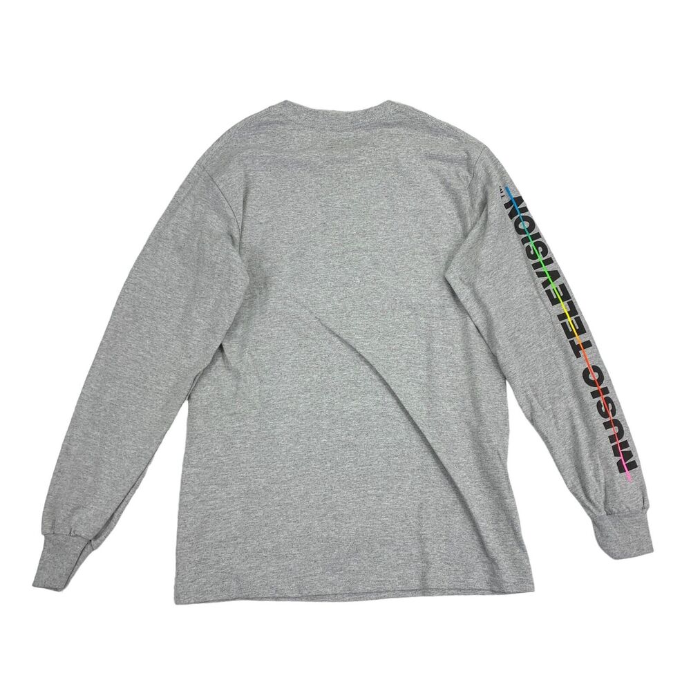 Hybrid Apparel Mens MTV Logo Graphic Long Sleeve Crewneck T-Shirt Gray S - Picture 2 of 4